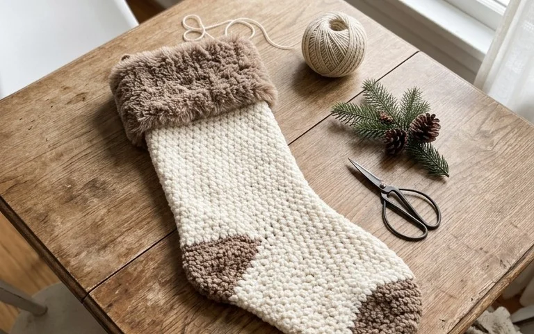 Diamonds & Fur Christmas Stocking: Free Crochet Pattern