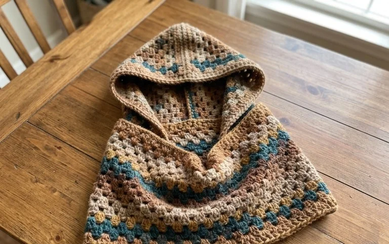 Easy Crochet Granny Harlequin Hooded Cowl Free Pattern