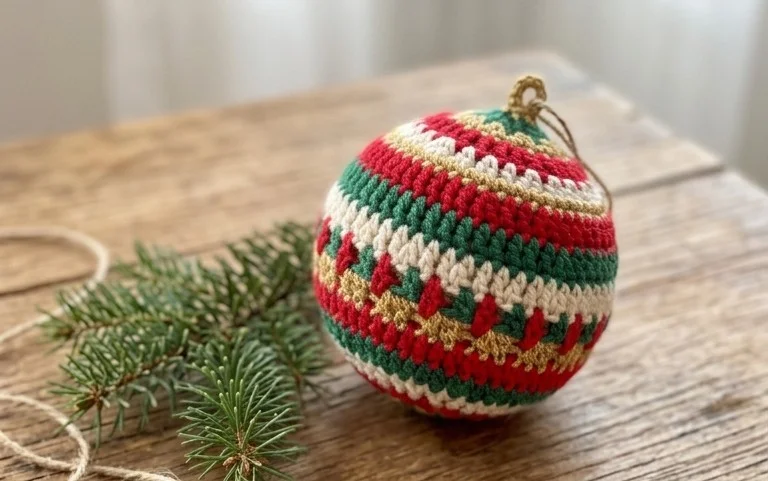 Easy Crochet Christmas Bauble Free Pattern Step-by-Step