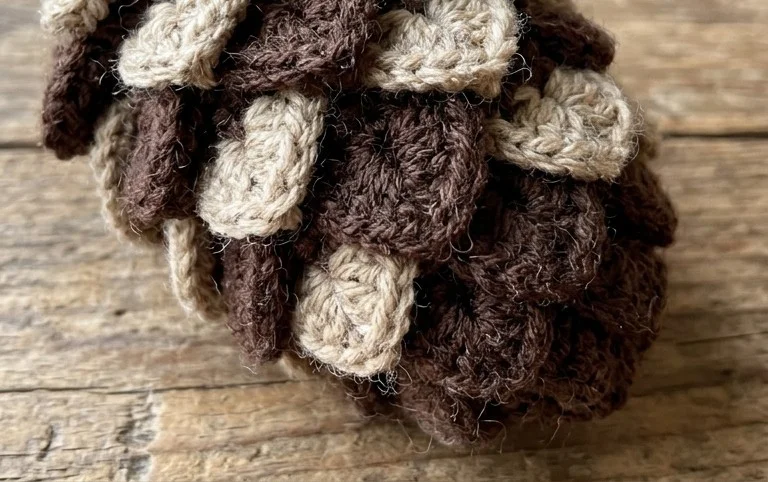 Easy way! Crochet Pine Cone Christmas Ornament