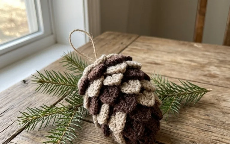 Easy Crochet Pine Cone Christmas Ornament: Free Pattern