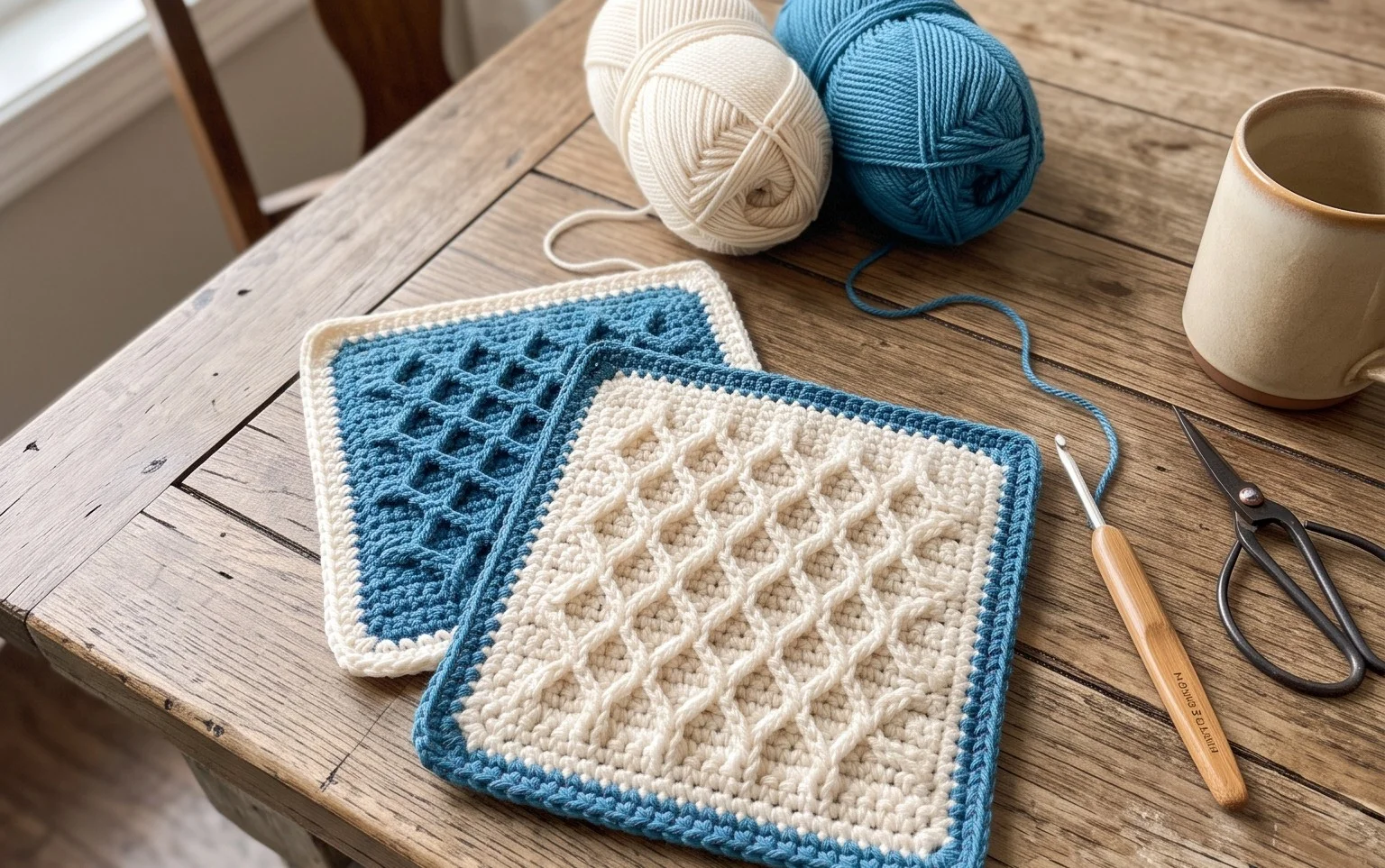 Diamond Waffle Hot Pads: Free Crochet Pattern for Beginners